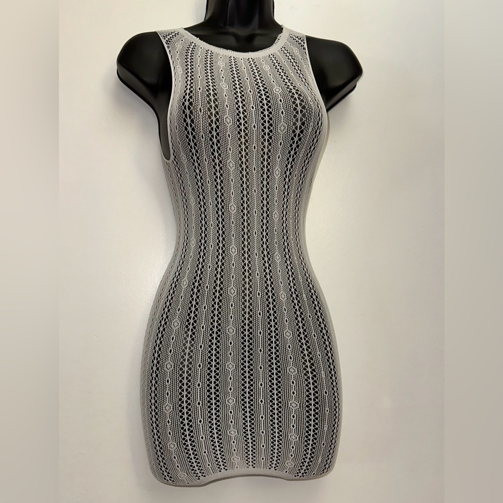 Brand New White Stretchy Sheer Sexy BodyCon Swim Cover Dress - Picture 2 of 12